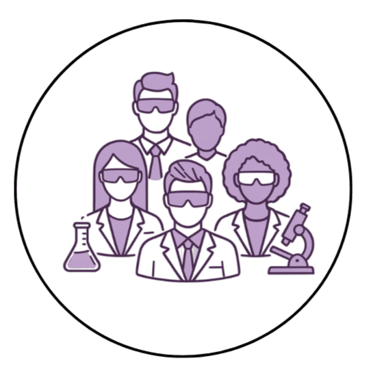 Illustration representing researchers in the room.